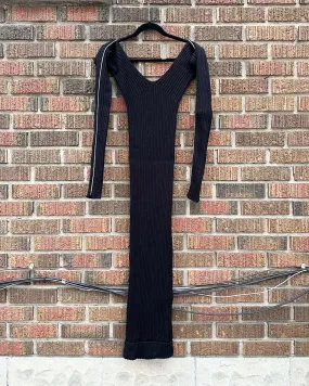 CELINE Ribbed Stretch Knit Fitted Long Sleeve Sweater  Dress