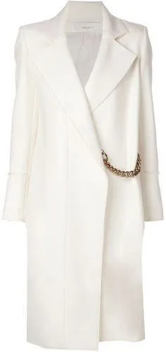 Chain Embellished Coat in White