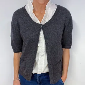 Charcoal Grey Cashmere Short Sleeved Cardigan Medium