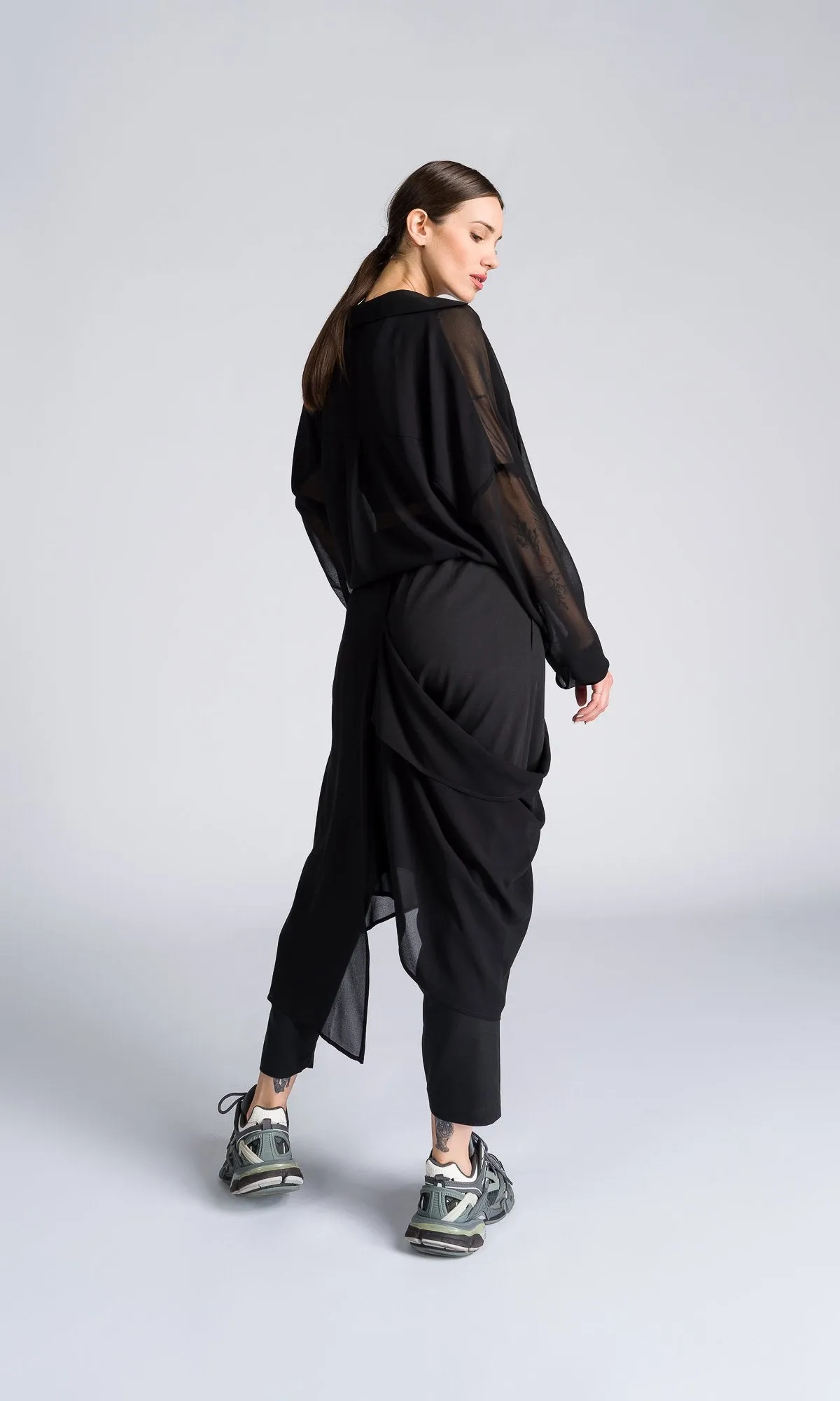 Chiffon Layers Drop Crotch Pants