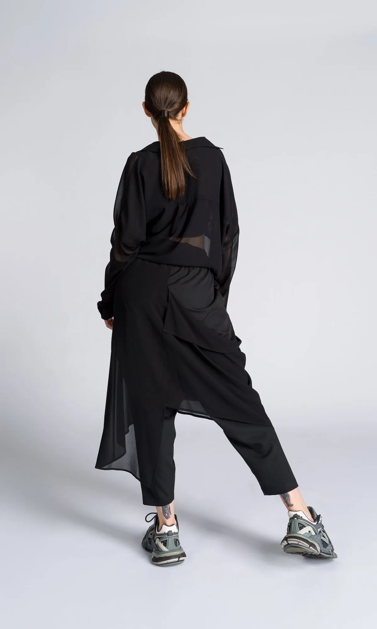 Chiffon Layers Drop Crotch Pants