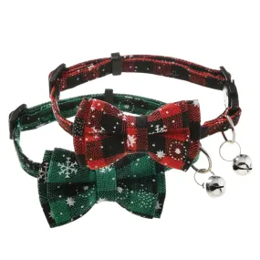 Christmas Cat Collar With Bow Tie - Green