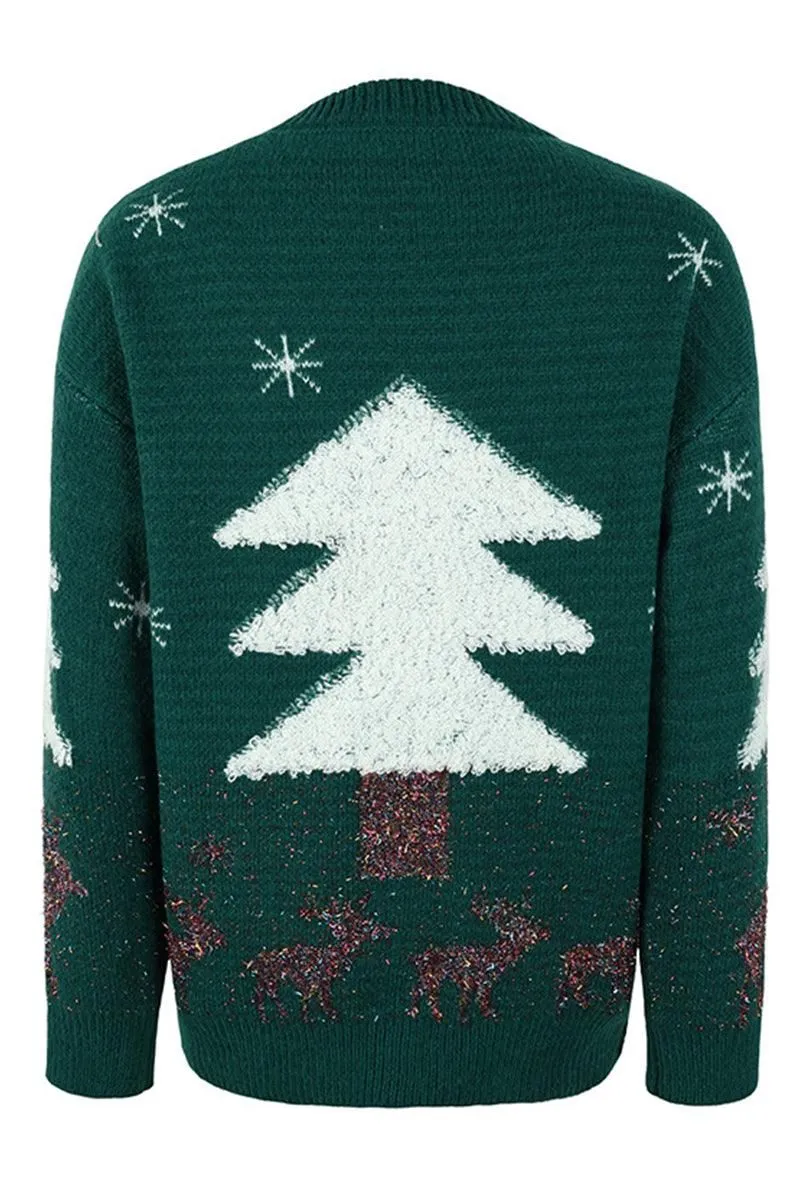 CHRISTMAS PINE TREE PRINTED CASUAL SWEATER