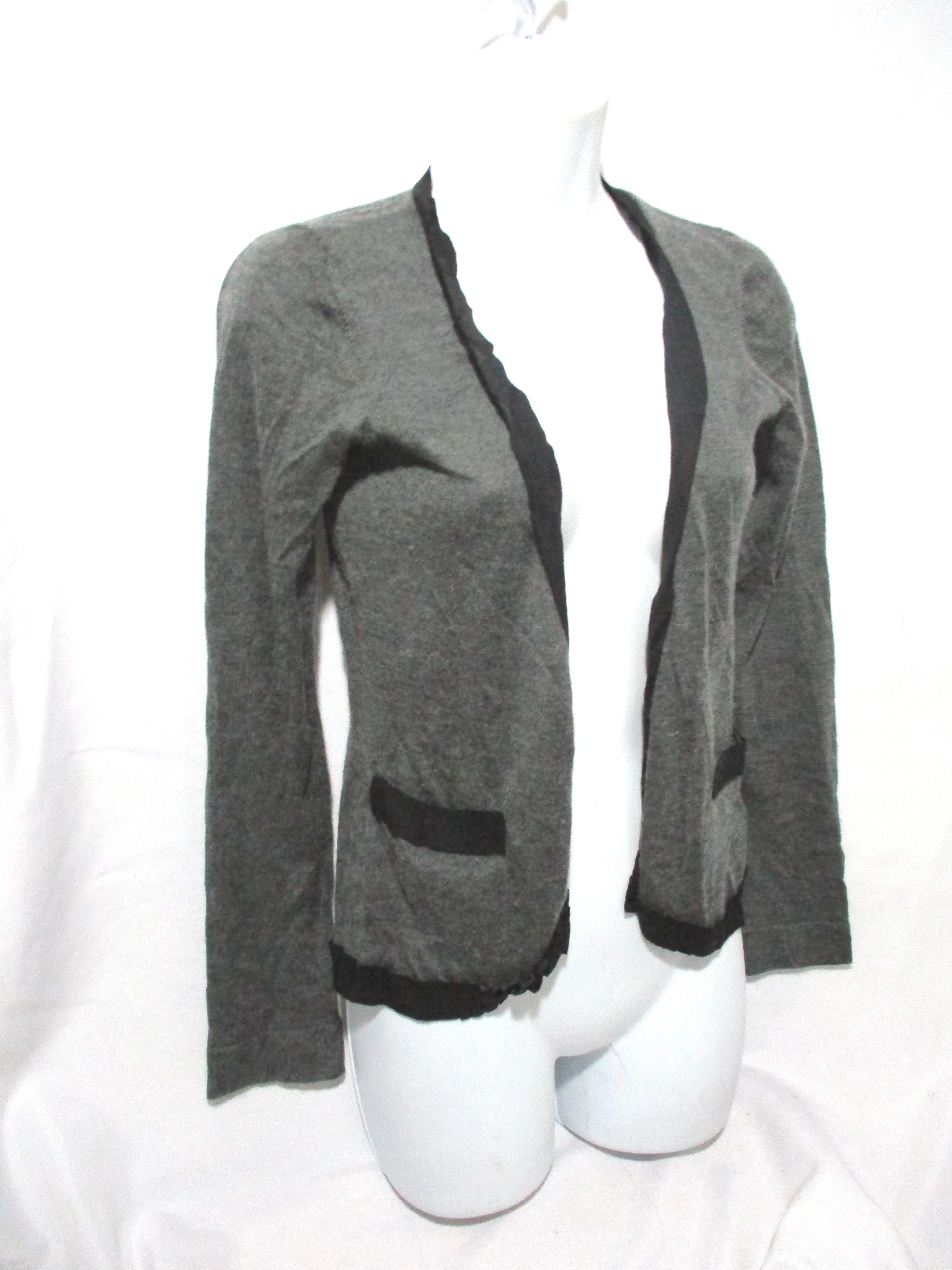 CHRISTOPHER KANE CASHMERE SILK Cardigan Sweater M GRAY BLACK