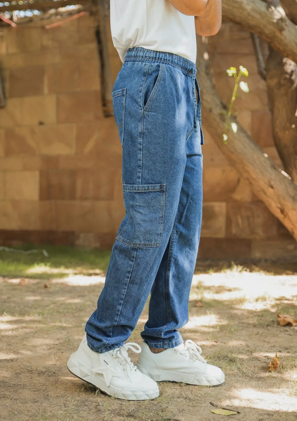 Classic Mid Blue Shacket & Blue Relax Jog Jeans Look