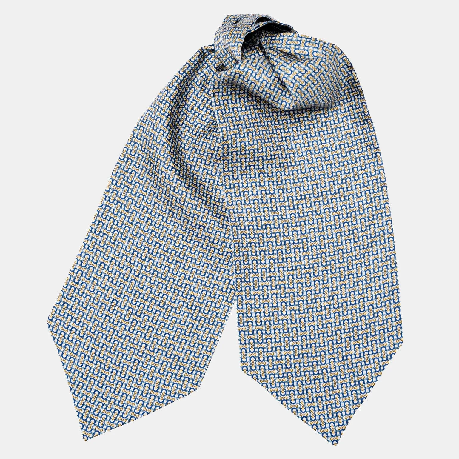 Condotti - Silk Ascot Cravat Tie - Blue and Yellow