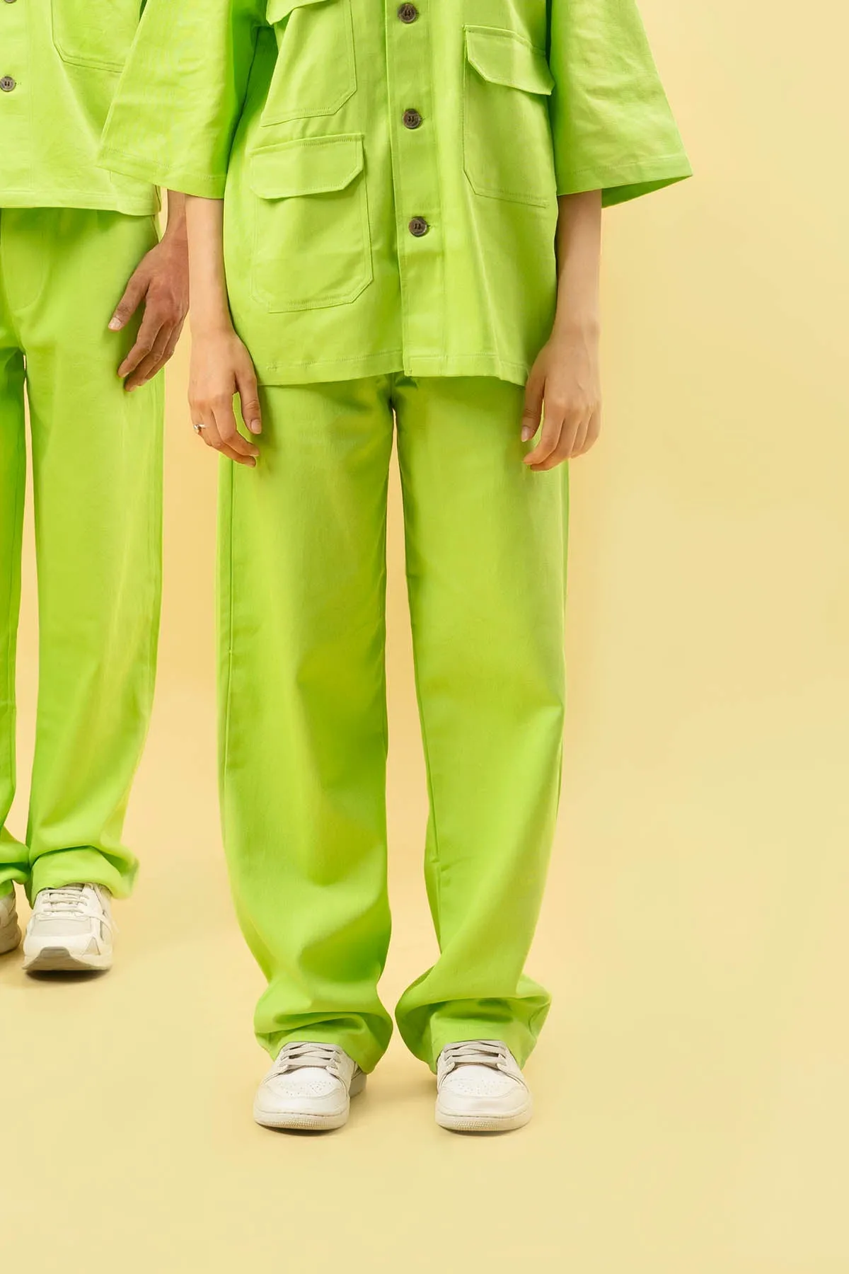 Cotton Twill Lime Shacket Set