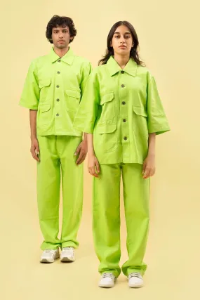 Cotton Twill Lime Shacket Set