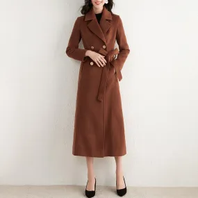 Dana Wool Blend Double Breasted Belted Long Coat