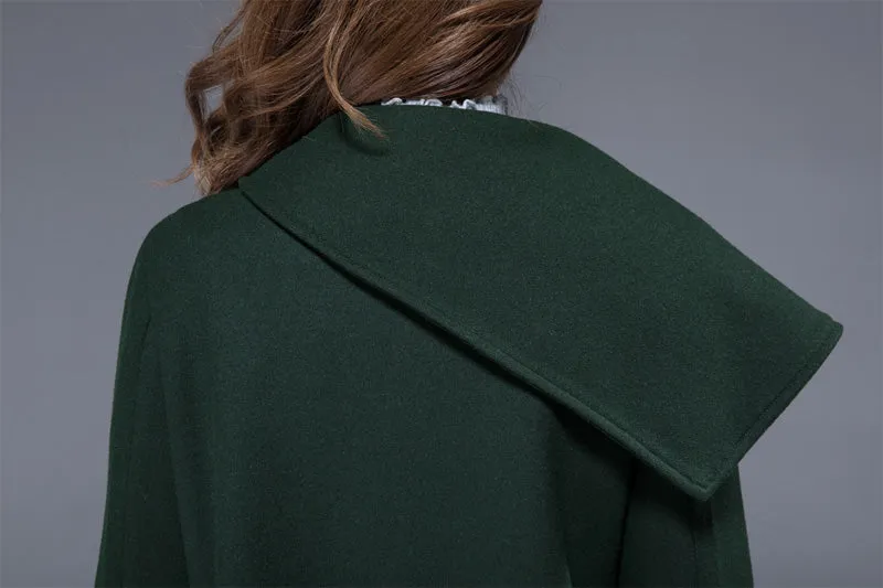 Dark green wrap jacket with asymmetrical collar coat 1819