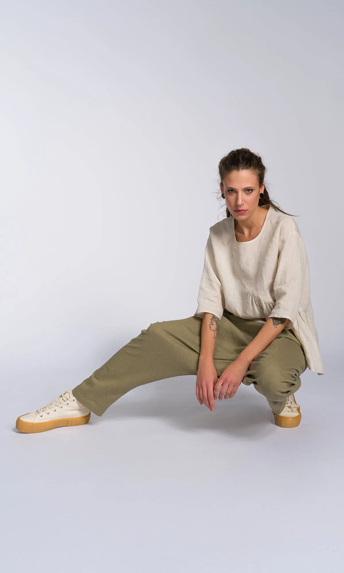 Deep Drop Crotch Linen Pants