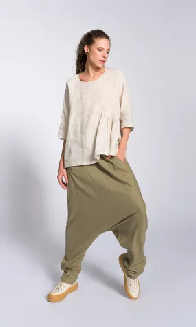 Deep Drop Crotch Linen Pants