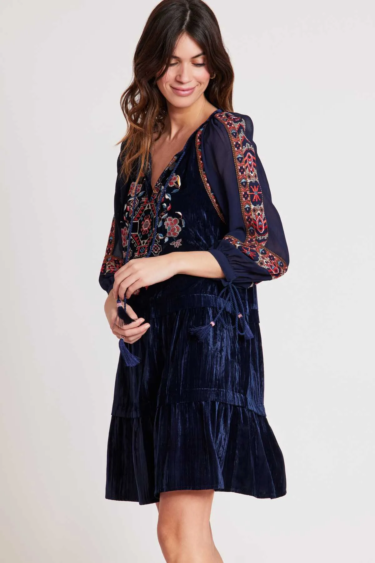 Delfina Velvet Dress-indigo