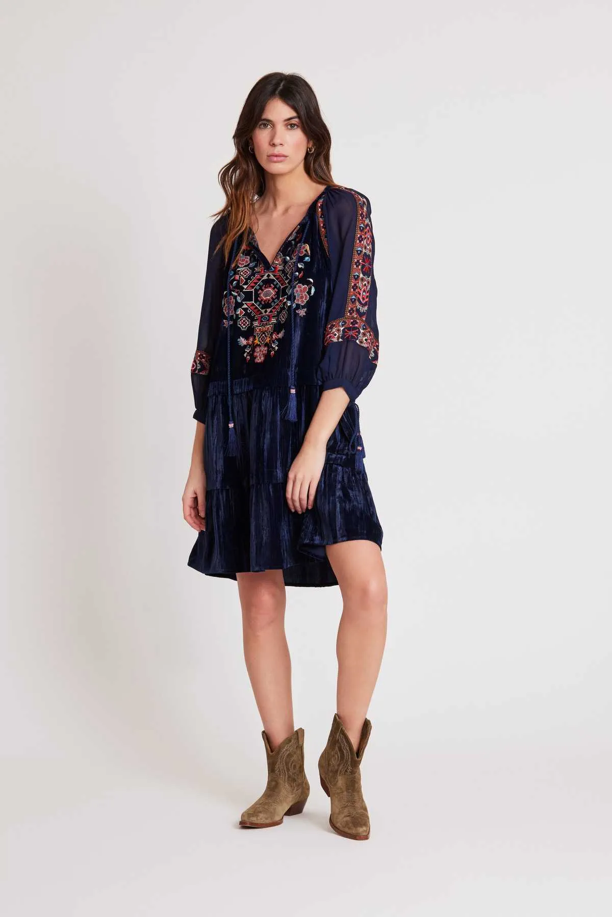 Delfina Velvet Dress-indigo