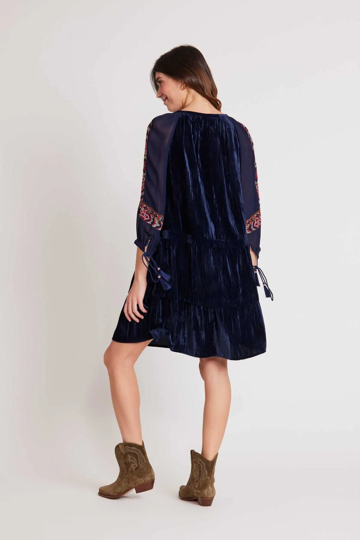 Delfina Velvet Dress-indigo