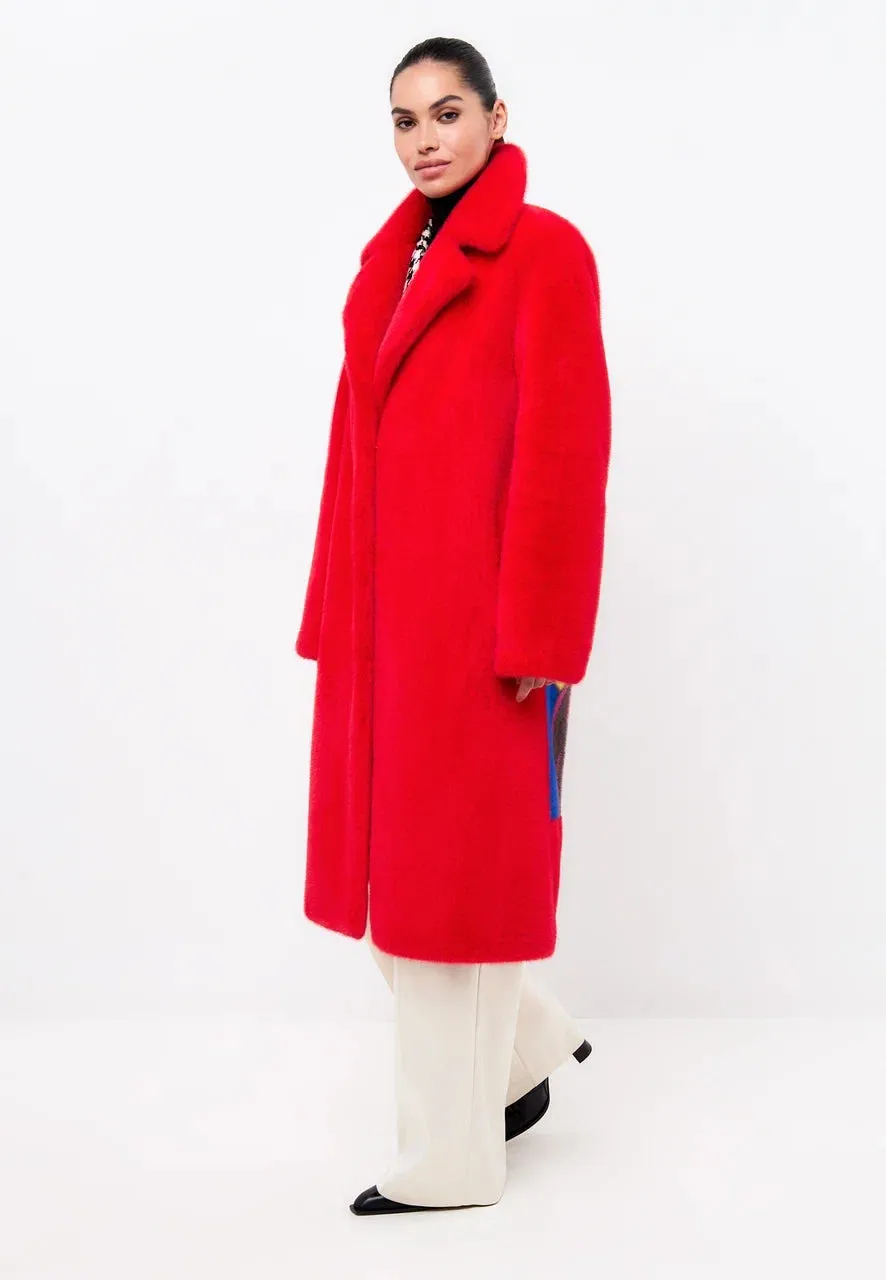 Deluxe Long Back Print Coat Lovers - Red