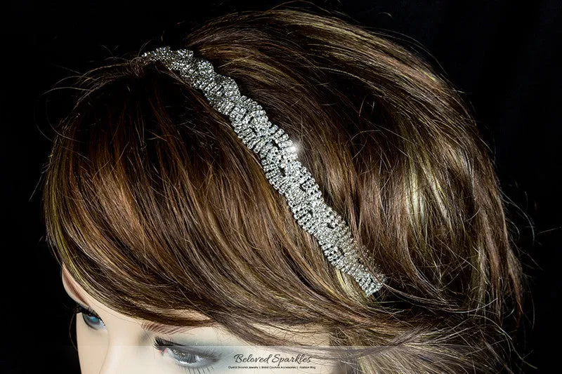 Dicey Rhinestone Twist Braid Stretchable Headband | Rhinestone