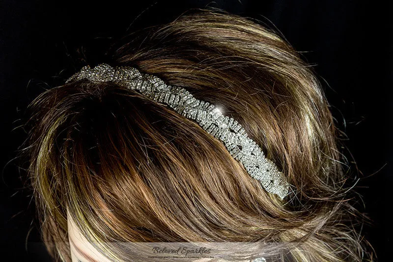 Dicey Rhinestone Twist Braid Stretchable Headband | Rhinestone