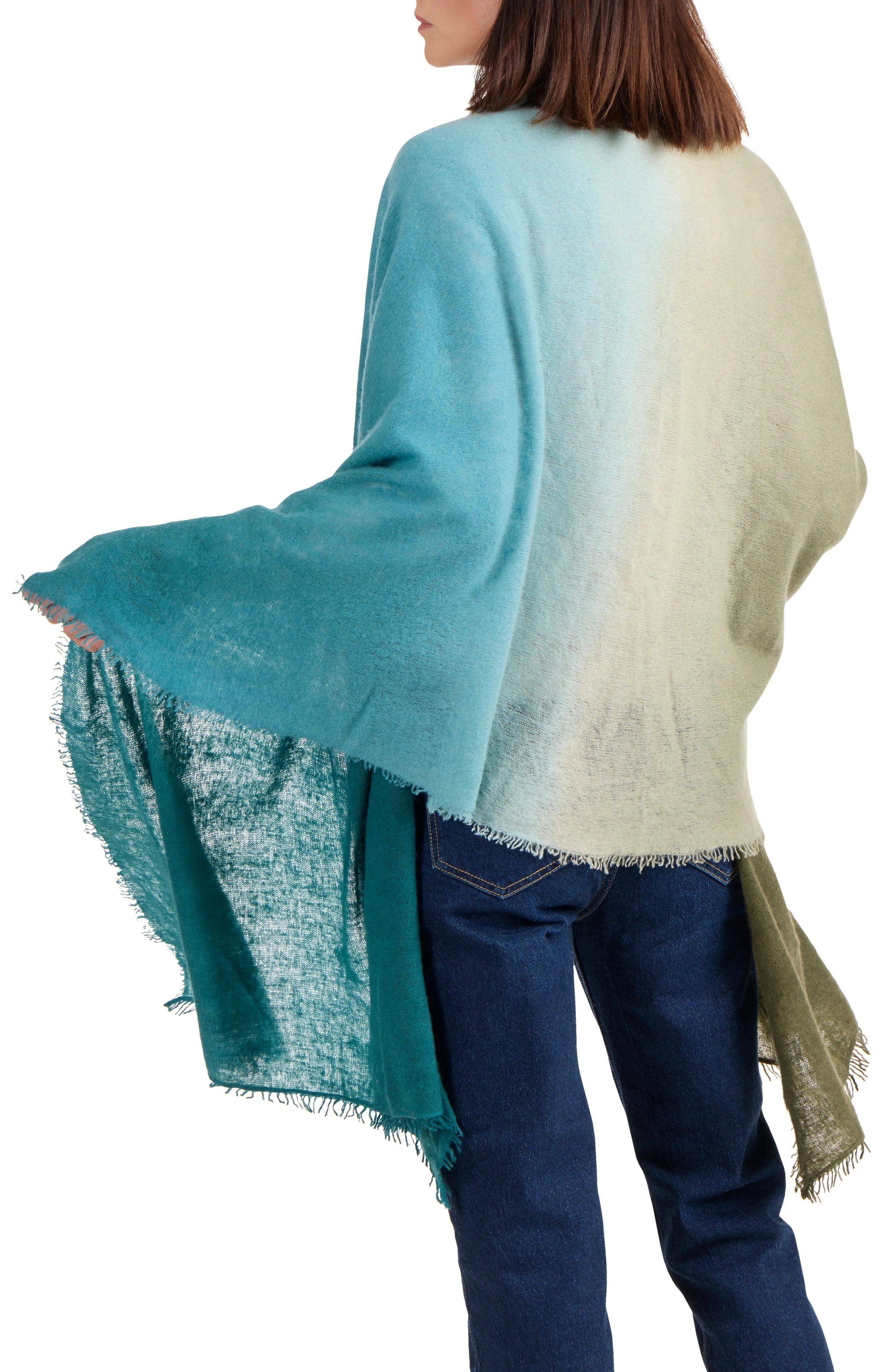 DIP-DYED CASHMERE WRAP WITH FRINGE