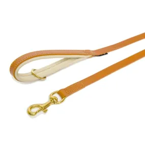 Dogs & Horses All Leather Dog Lead - Tan & Cream