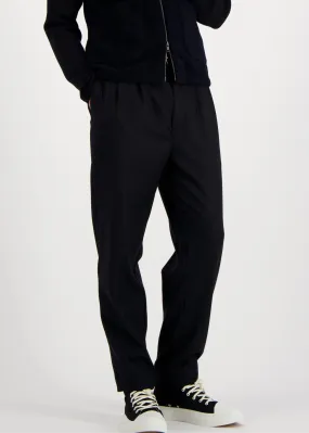 Double Pleats Wool Pants - Black