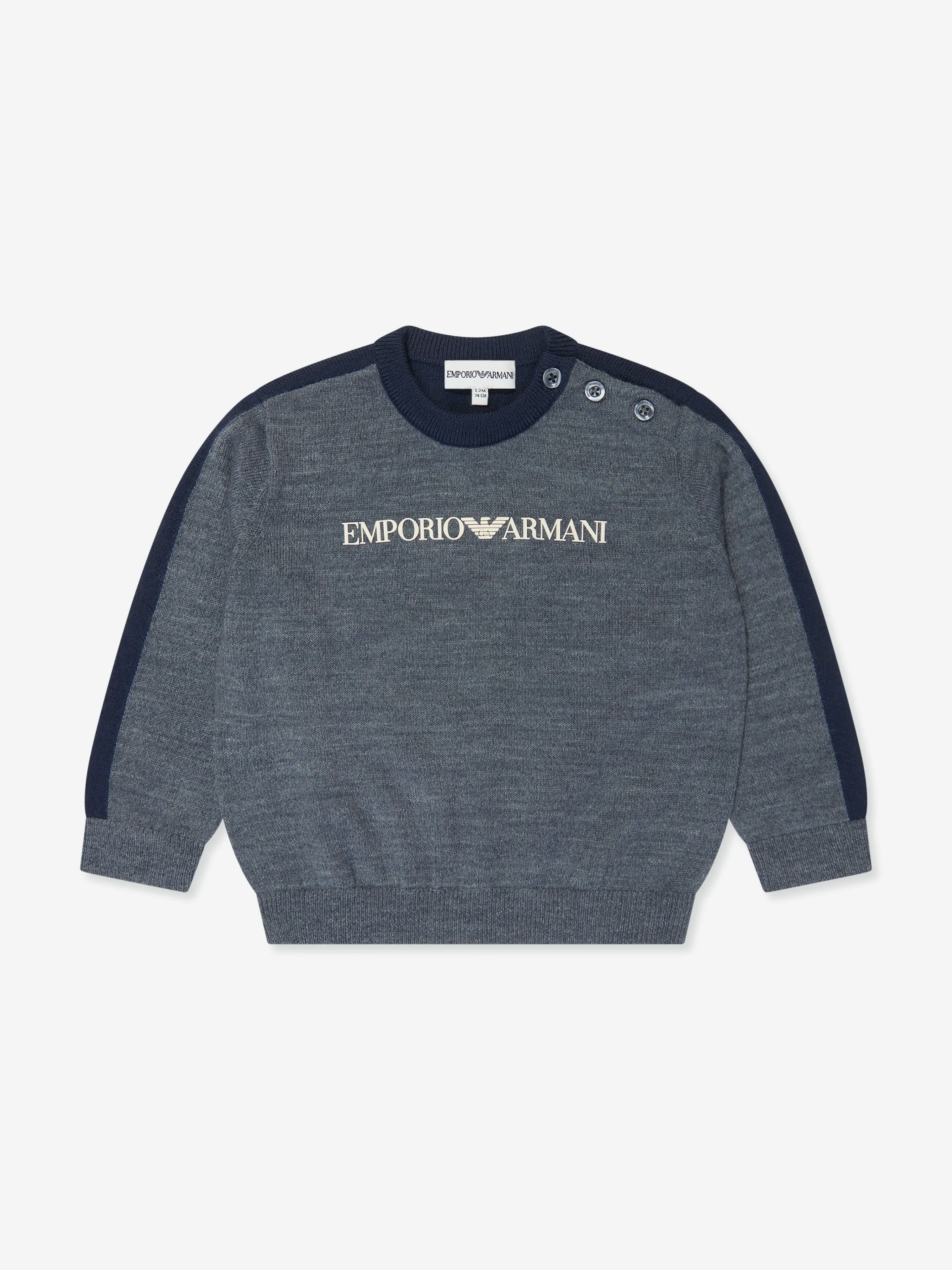 Emporio Armani Baby Boys Wool Jumper in Grey