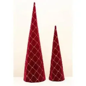 Enchante Burgundy & Gold Velvet Conicals Set Of 2 - 60cm