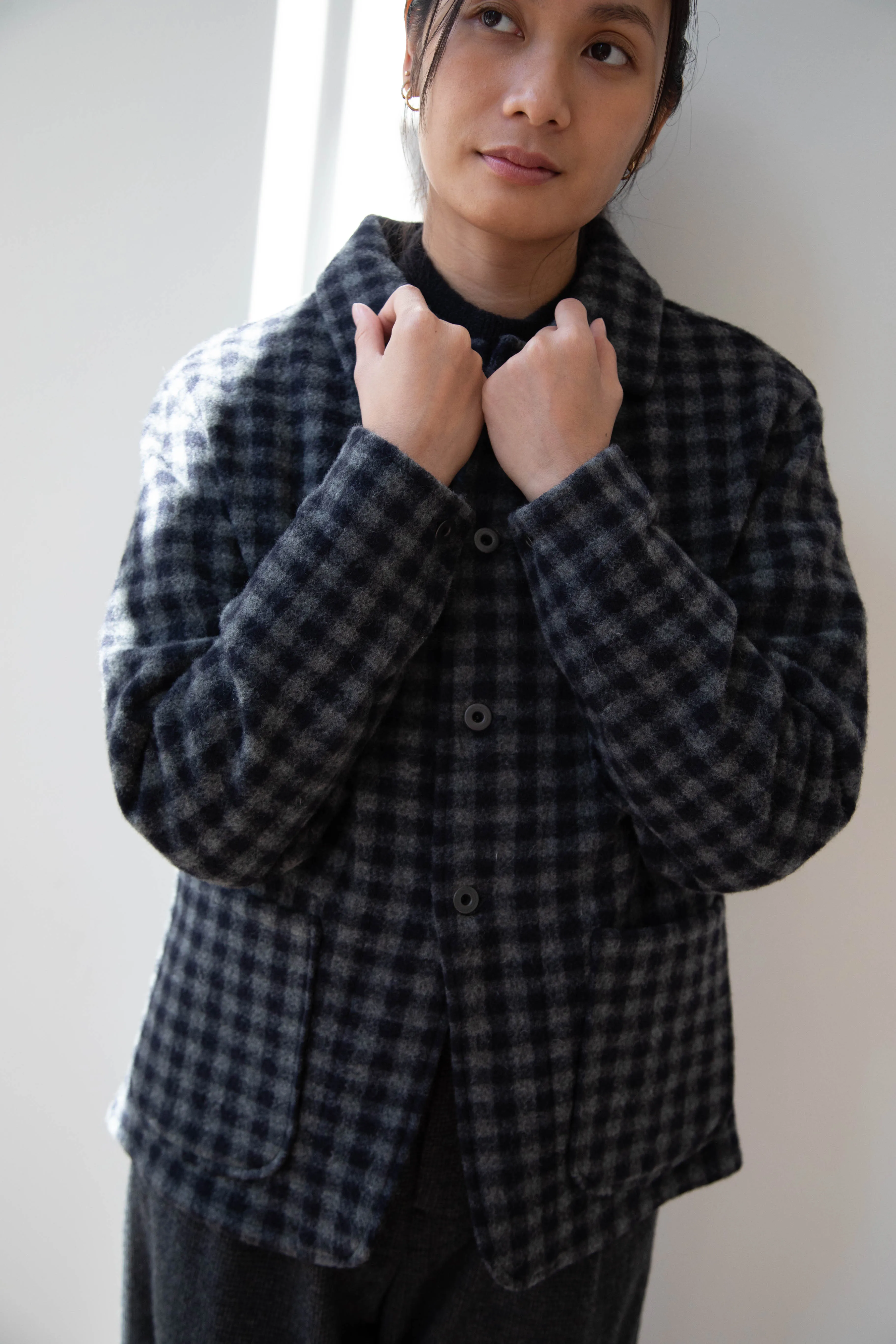 Evan Kinori | Three Pocket Jacket in Brushed Cashmere Wool Check