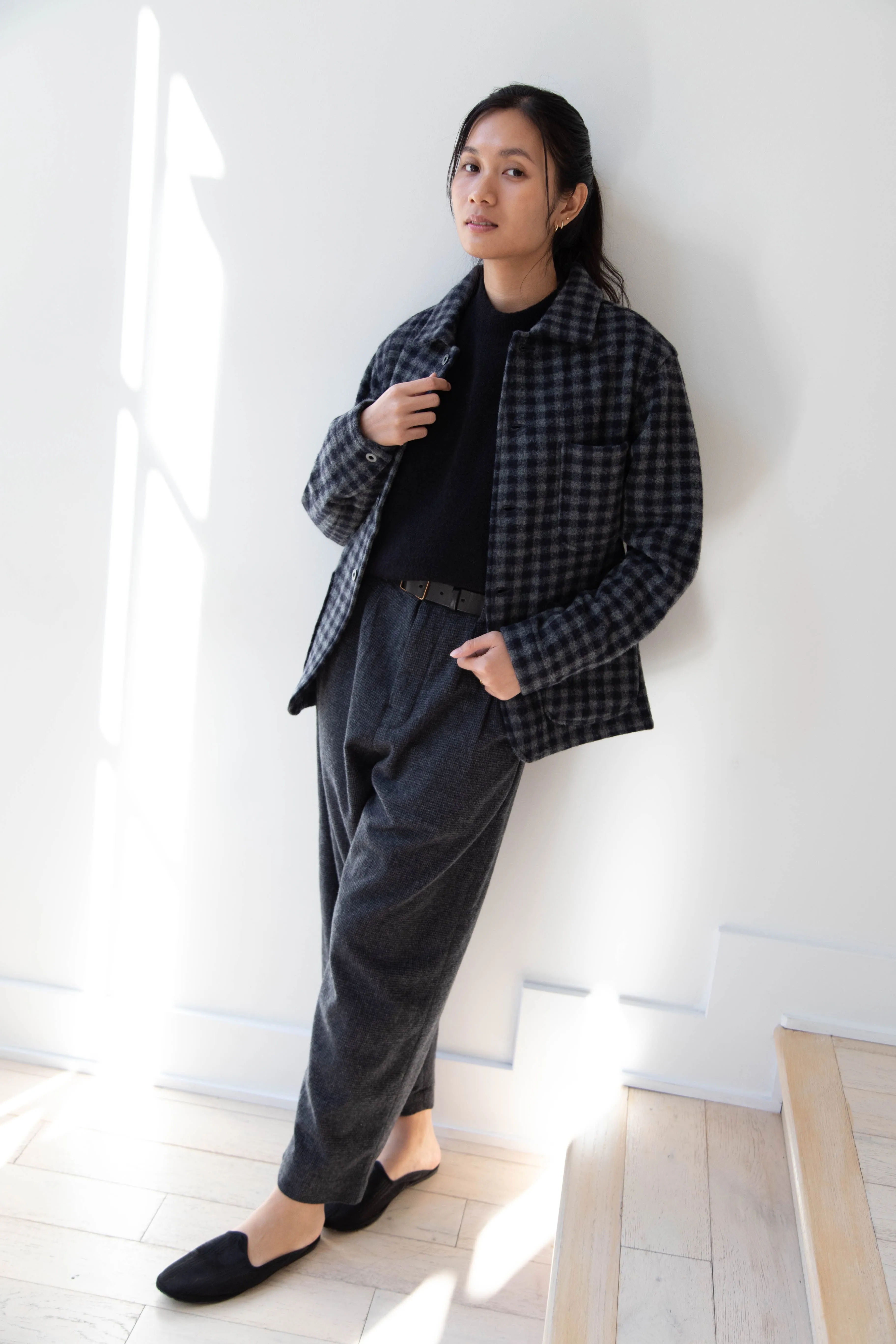 Evan Kinori | Three Pocket Jacket in Brushed Cashmere Wool Check