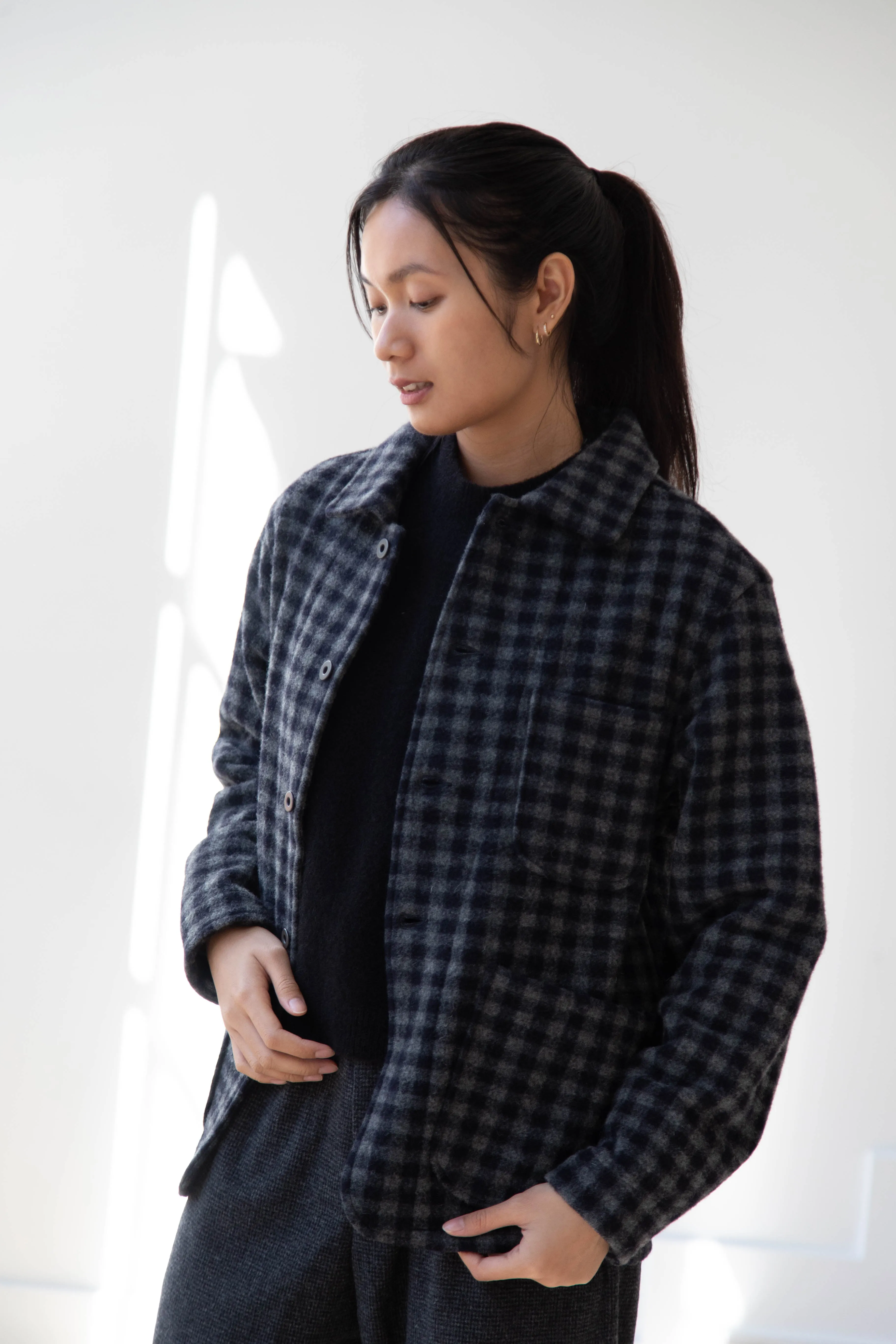 Evan Kinori | Three Pocket Jacket in Brushed Cashmere Wool Check