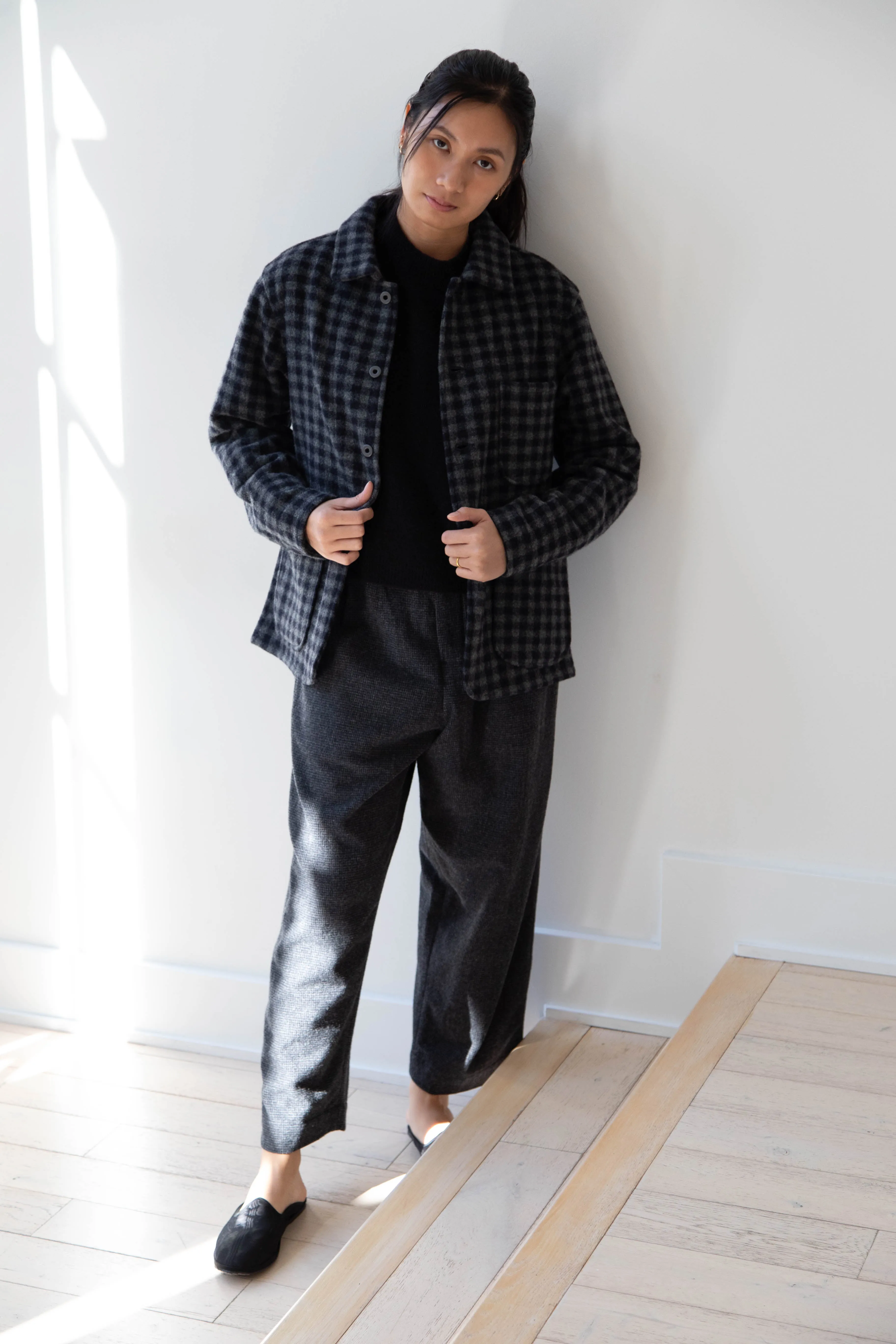 Evan Kinori | Three Pocket Jacket in Brushed Cashmere Wool Check