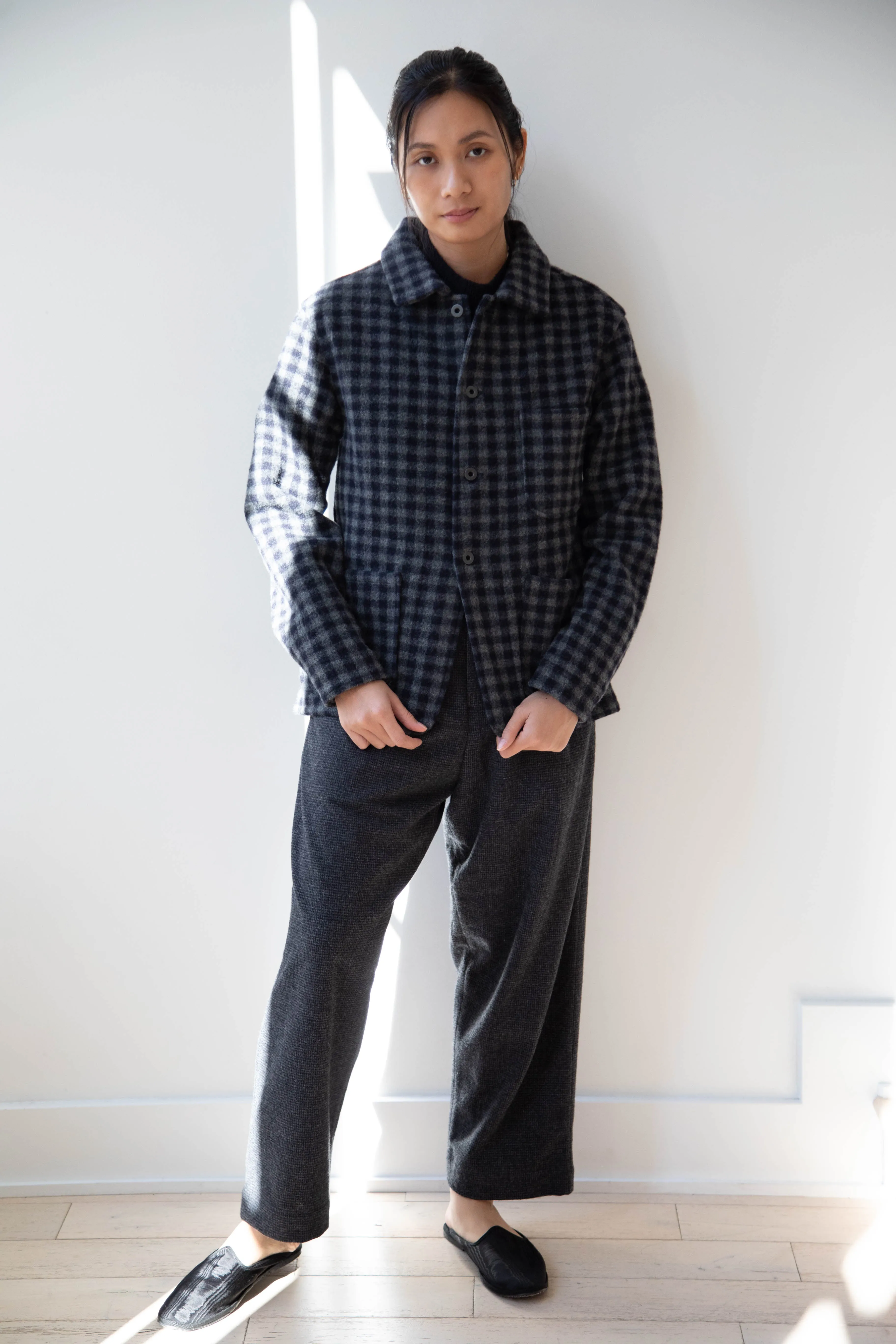 Evan Kinori | Three Pocket Jacket in Brushed Cashmere Wool Check