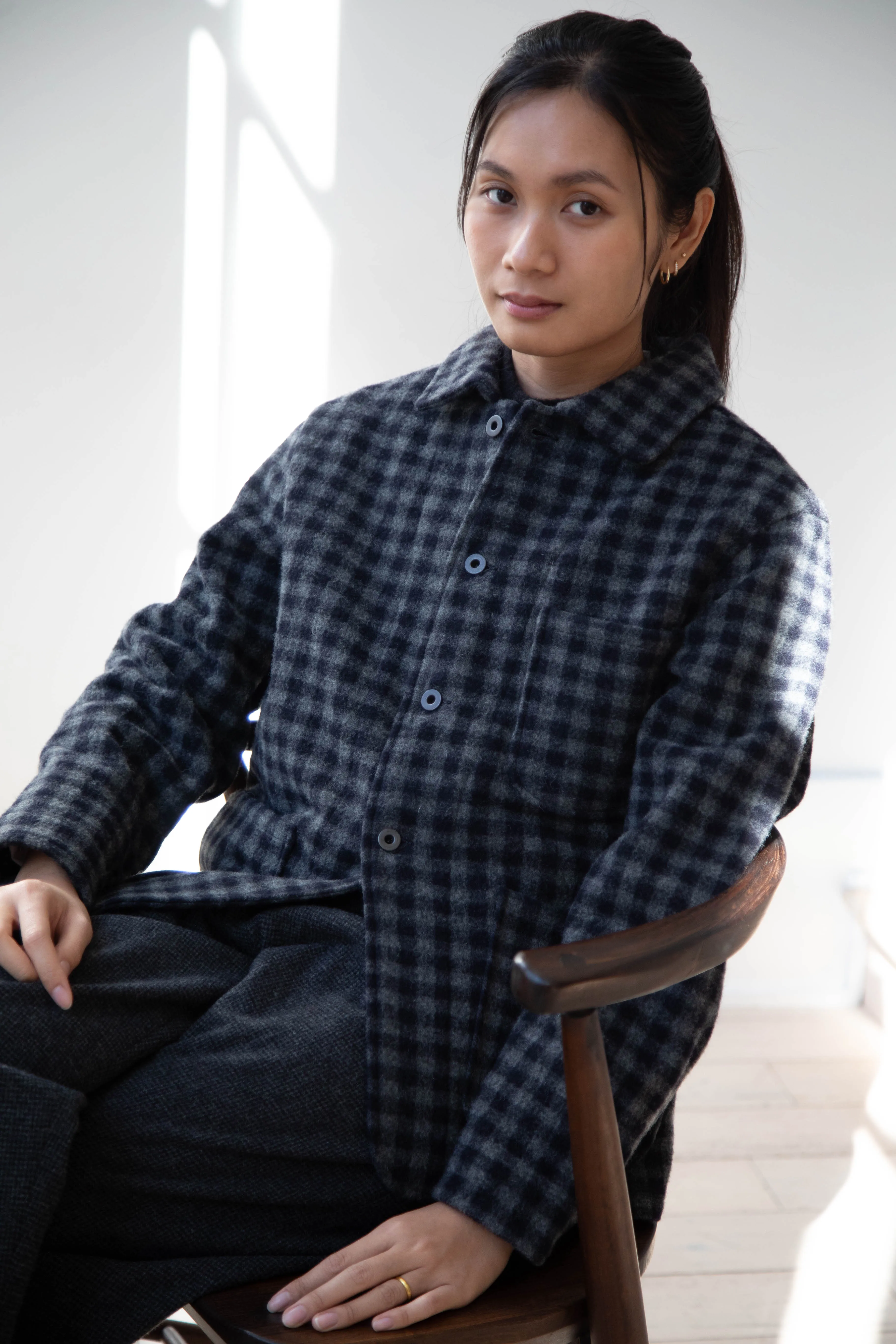 Evan Kinori | Three Pocket Jacket in Brushed Cashmere Wool Check