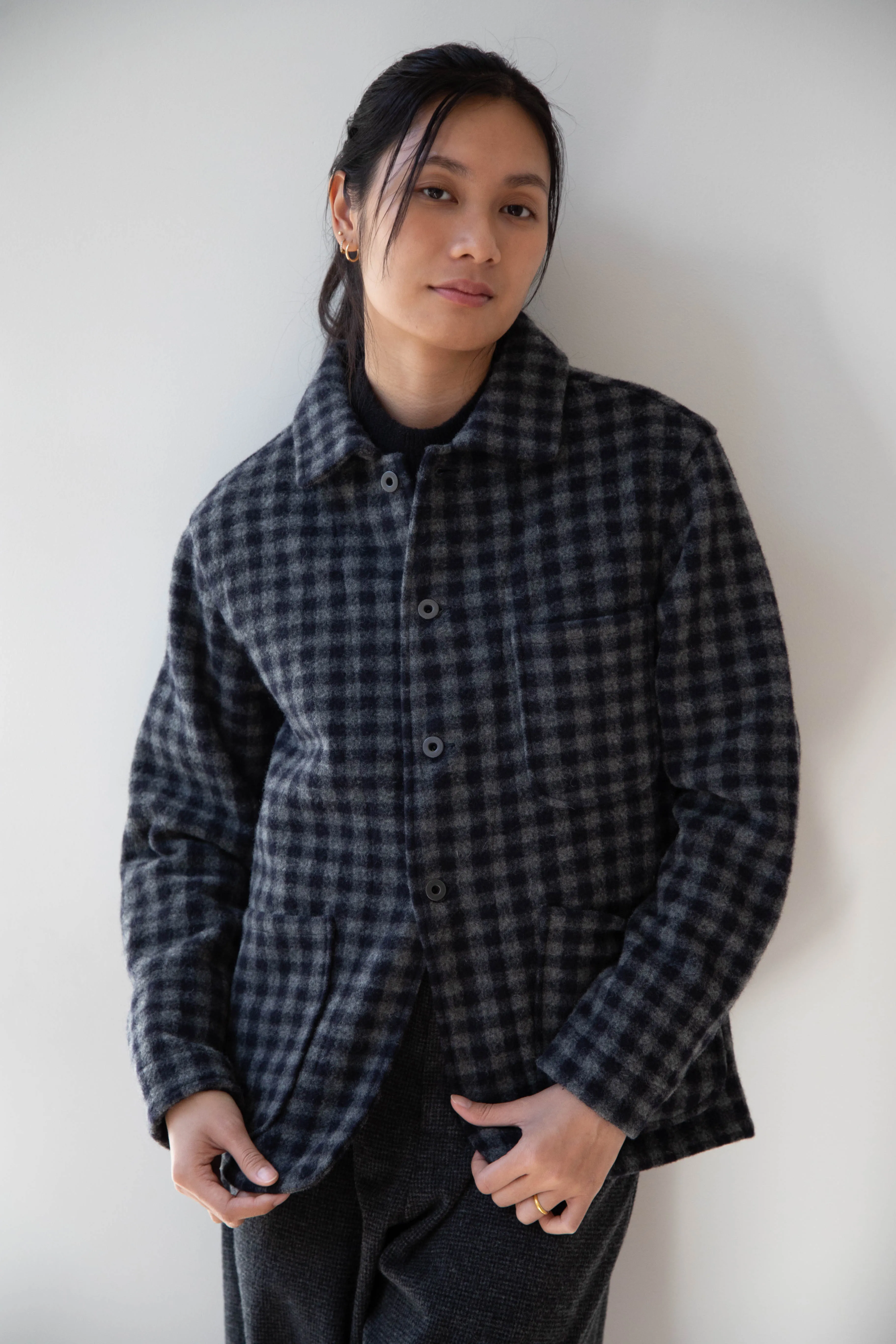 Evan Kinori | Three Pocket Jacket in Brushed Cashmere Wool Check