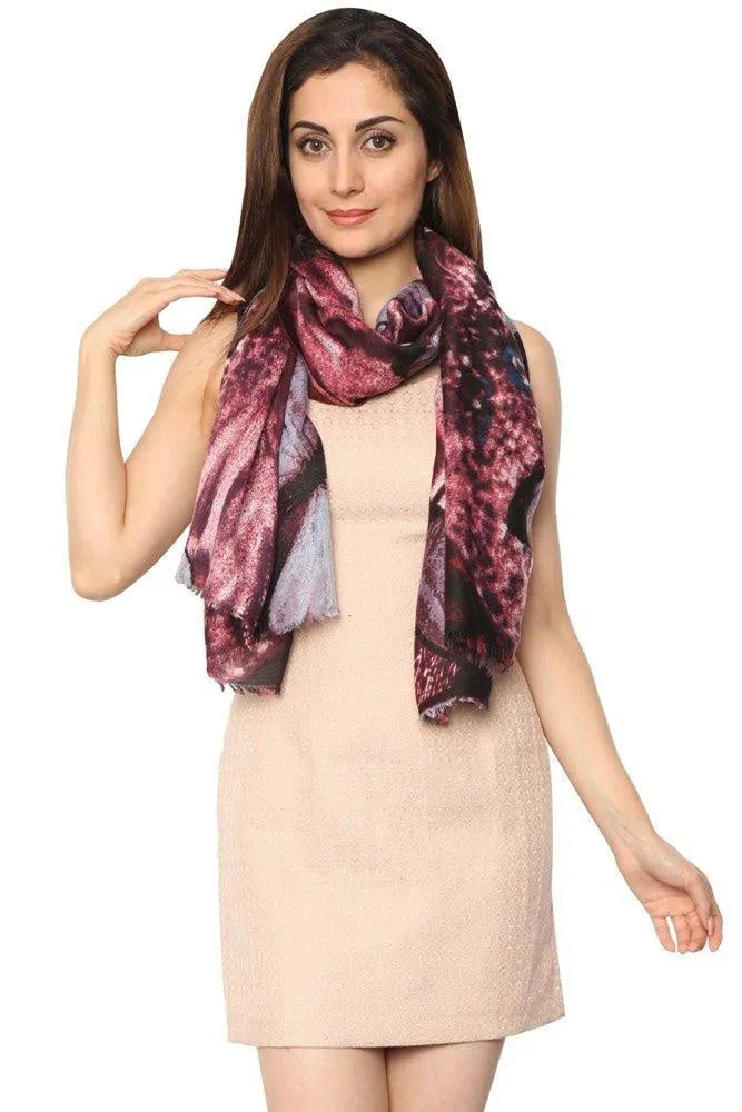 FabSeasons Abstract Purple Printed Cotton Scarves for Women