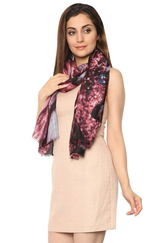 FabSeasons Abstract Purple Printed Cotton Scarves for Women