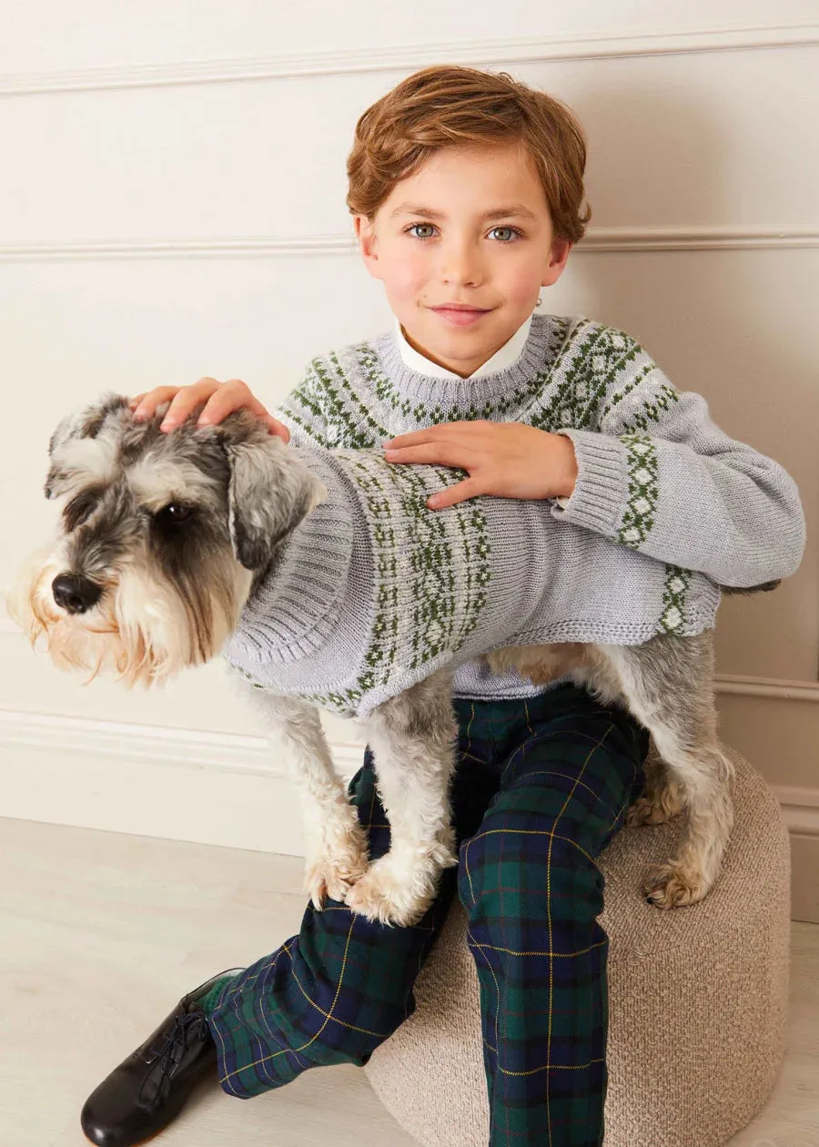 Fair Isle Merino Wool Jumper in Grey (4-10yrs)