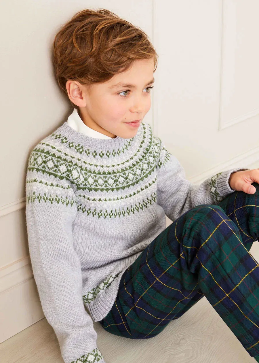 Fair Isle Merino Wool Jumper in Grey (4-10yrs)