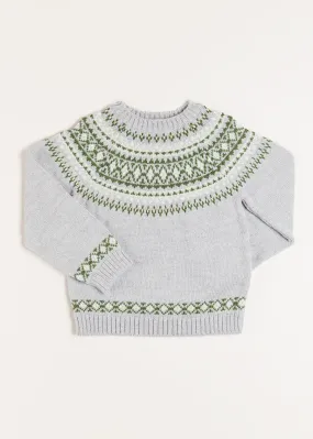 Fair Isle Merino Wool Jumper in Grey (4-10yrs)