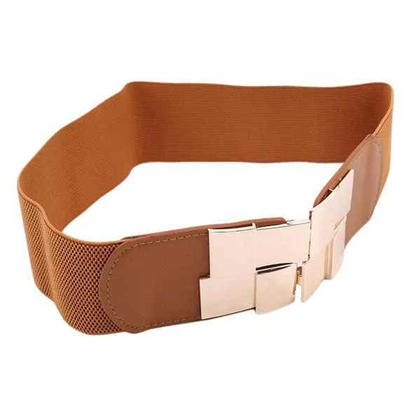 Fashion Elastic Belt Waistband Ultra Wide Adjustable Buckle Girdle Skinny Wide Belt