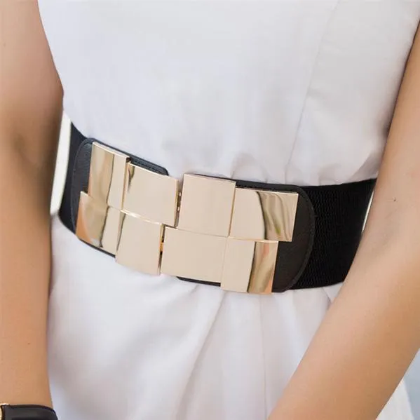 Fashion Elastic Belt Waistband Ultra Wide Adjustable Buckle Girdle Skinny Wide Belt