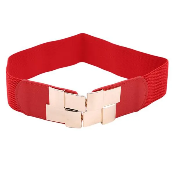 Fashion Elastic Belt Waistband Ultra Wide Adjustable Buckle Girdle Skinny Wide Belt