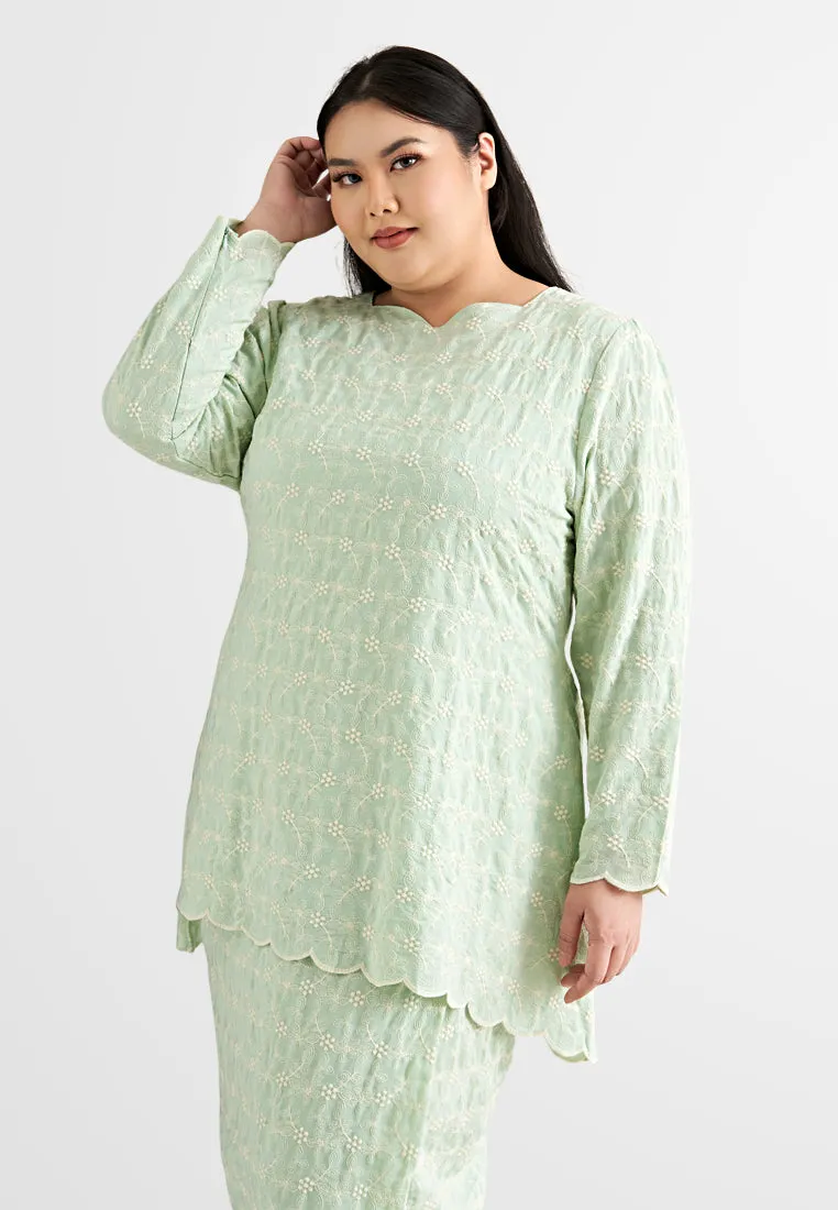 Fatima Sweetheart Neckline Full Embroidery Kurung Set