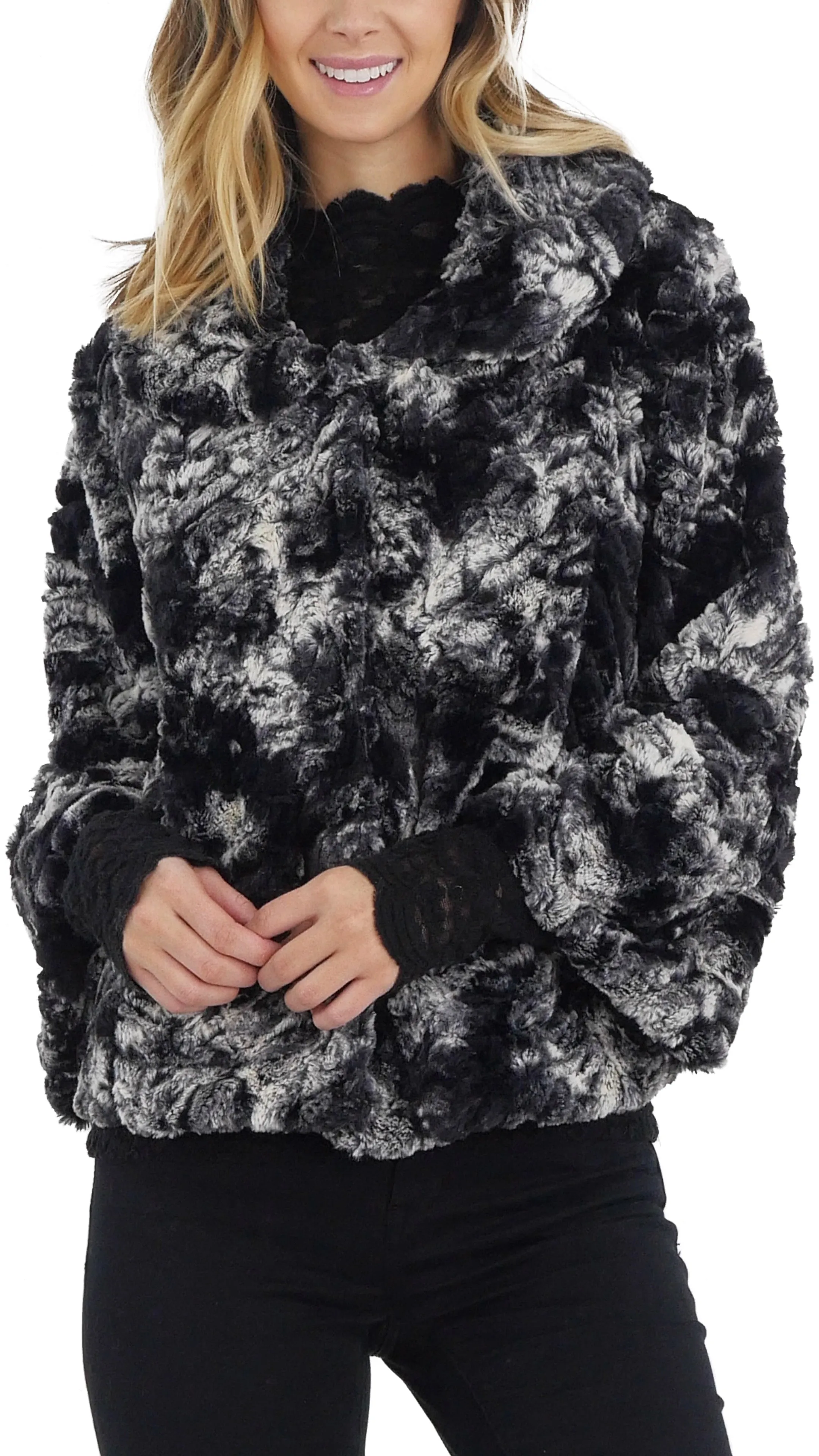 Faux Fur Tie-Dye Peter Pan Collar Jacket