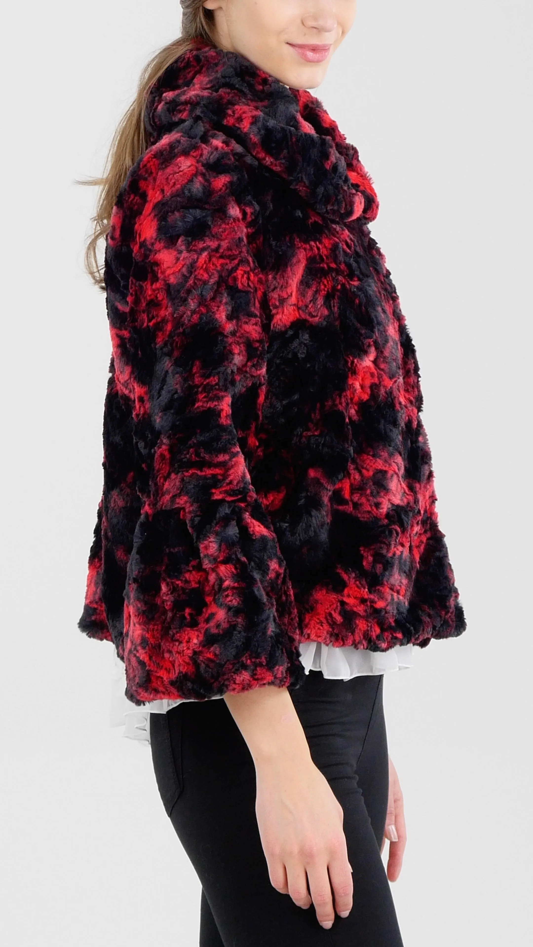 Faux Fur Tie-Dye Peter Pan Collar Jacket