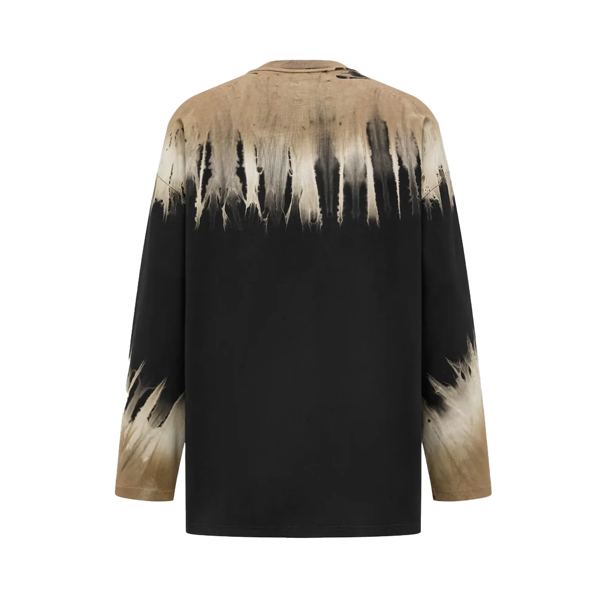 Feng Chen Wang  Deconstructed Tie-Dye Long-Sleeve Shirt Black/Khaki