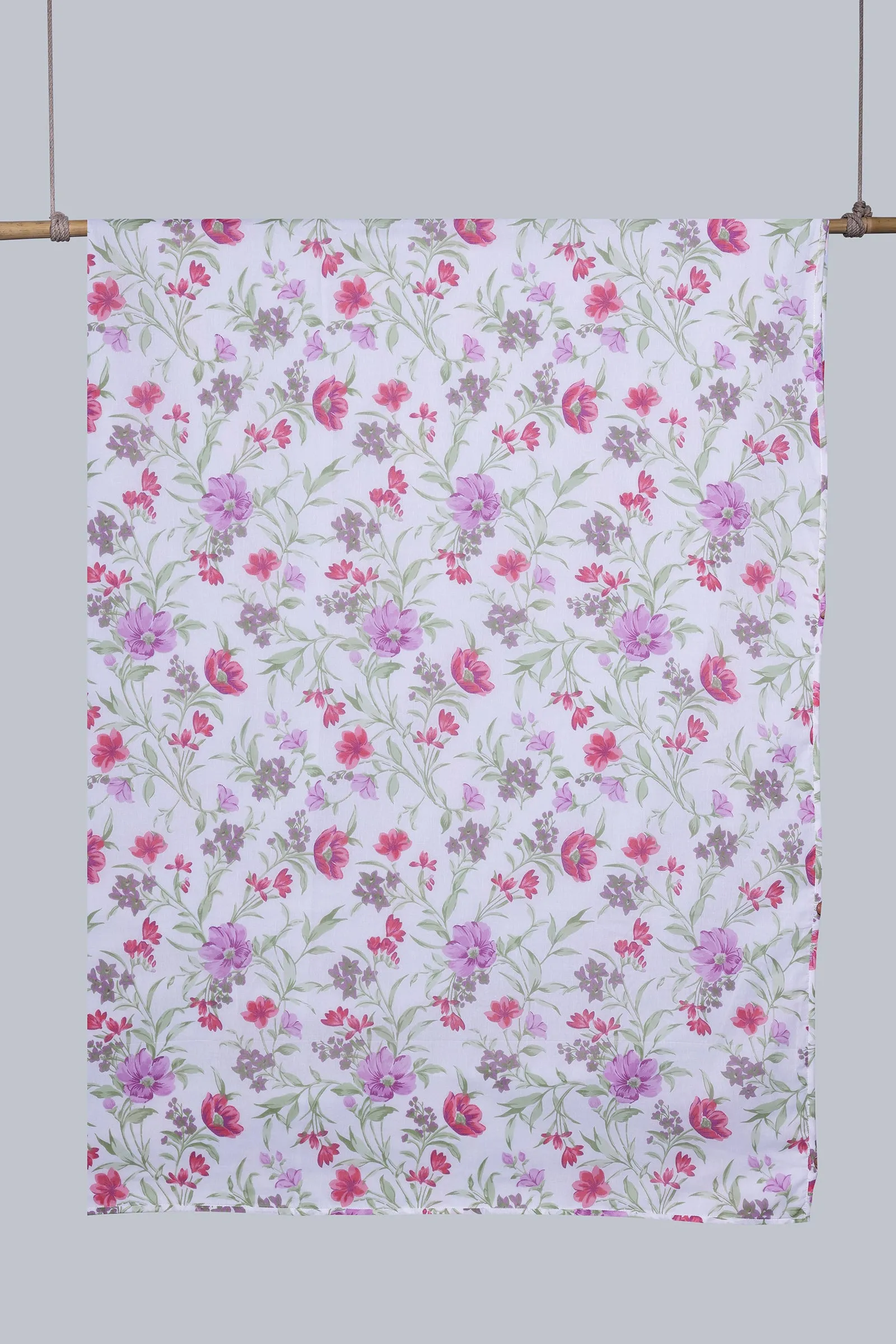 Floral Print Olive Reversible Cotton Muslin Dohar