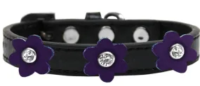 Flower Premium Collar Black With Purple Flowers Size 12