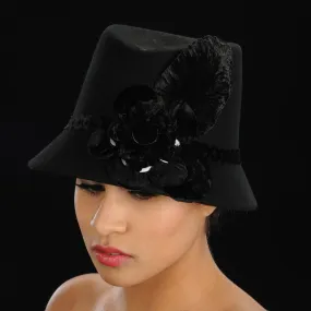 FW1125 ladies winter felt hat with velvet flower