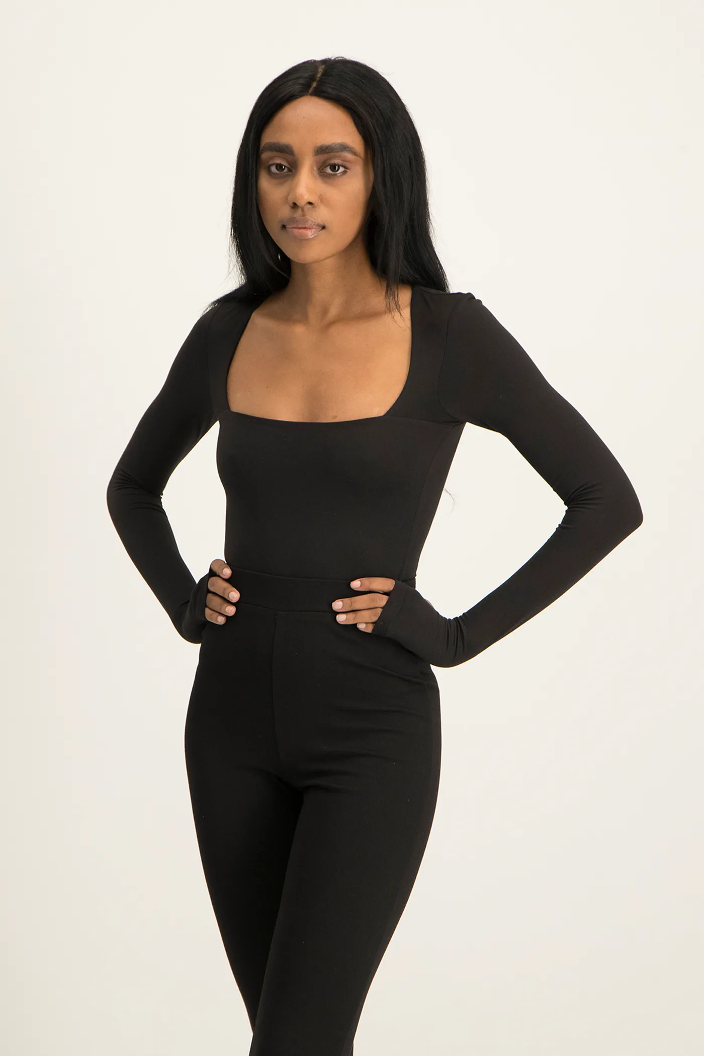 Giana Square Neck Bodysuit - Black